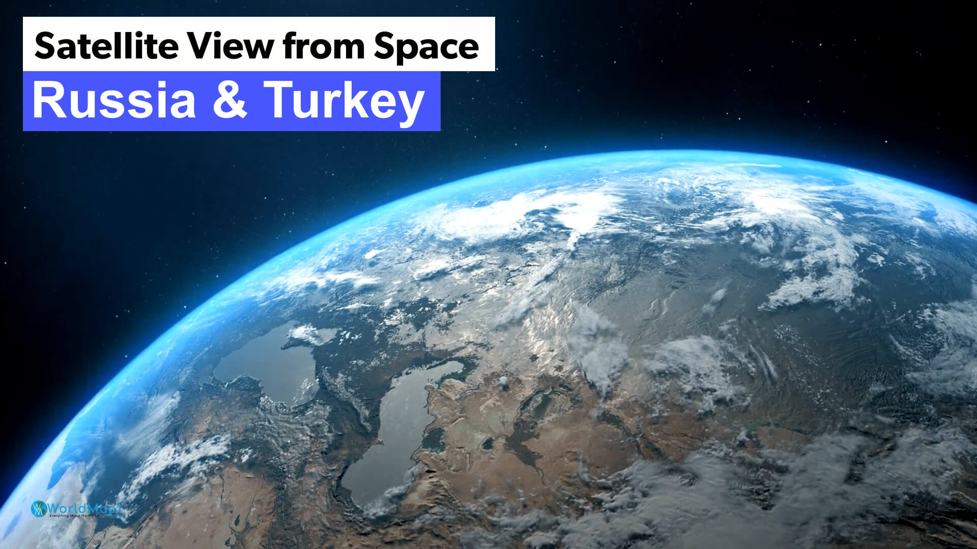 Turkey and Russia Satellite View from Space